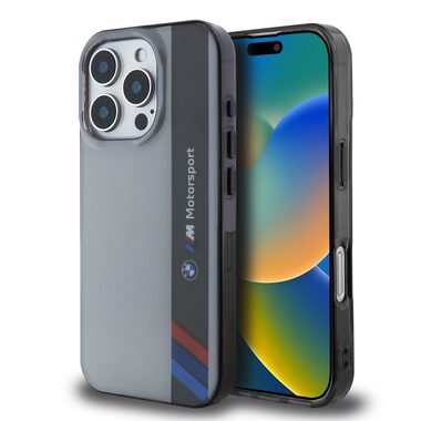 BMW IML Motorsport Vertical Stripe Zadní Kryt pro Apple iPhone 16 Pro šedá