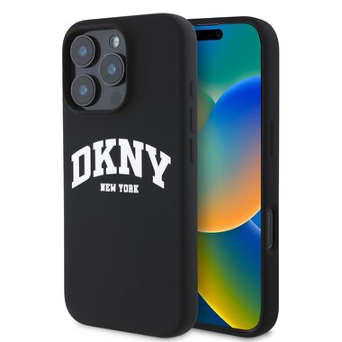 DKNY Liquid Silicone Arch Logo MagSafe Zadní Kryt pro Apple iPhone 16 Pro černá