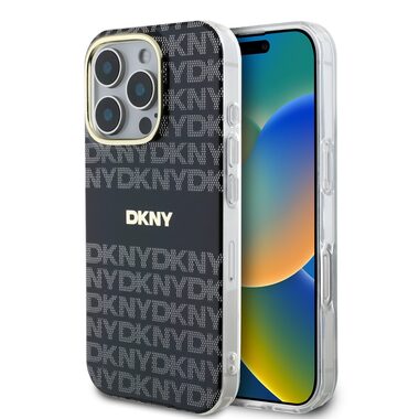 DKNY PC/TPU Repeat Pattern Tonal Stripe Magsafe Zadní Kryt pro Apple iPhone 16 Pro černá