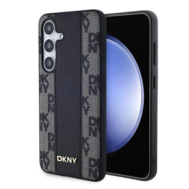 DKNY PU Leather Checkered Pattern Magsafe Zadní Kryt pro Samsung Galaxy S24 černá