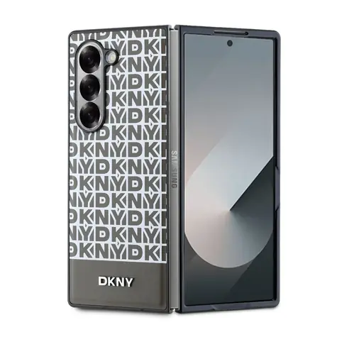 DKNY PU Leather Repeat Pattern Bottom Stripe Zadní Kryt pro Samsung Galaxy Z Flip 6 hnědá