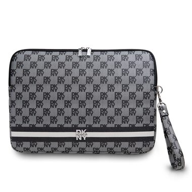 DKNY PU Leather Checkered Pattern and Stripe Obal na Notebook 15/16" černá
