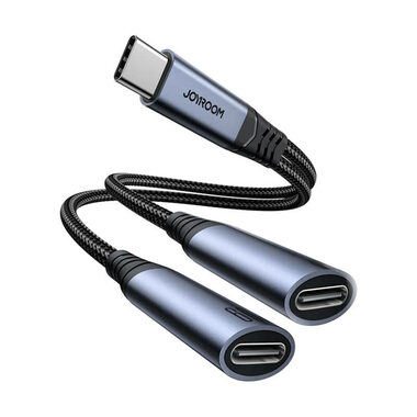 Joyroom SY-C03 Audio adaptér 2v1 USB-C (M) - duální USB-C (F) černá 