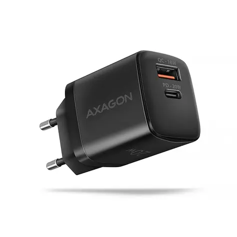 AXAGON ACU-PQ20 černá / nabíječka do sítě / 1x USB-A / 1x USB-C / 20W / Quick Charge