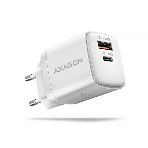 AXAGON ACU-PQ20W bílá / nabíječka do sítě / 1x USB-A / 1x USB-C / 20W / Quick Charge