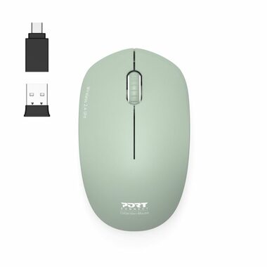 PORT CONNECT Wireless COLLECTION olivová / bezdrátová myš / USB-A/USB-C dongle / 2.4Ghz / 1600 DPI    