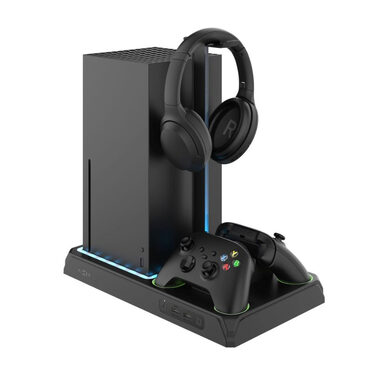 FIXED Multifunkční stanice pro Xbox Series X a S s odvětráváním a nabíjením pro dva ovladače Xbox černá
