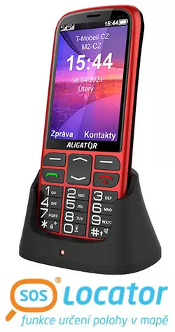 Aligator A830 Senior červený + nabíjecí stojánek