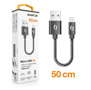 Aligator Datový kabel PREMIUM 2A / Micro USB 50cm černý