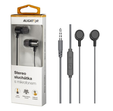 Aligator Sluchátka AE005 / Strong Bass / černá