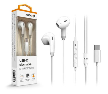 Aligator Sluchátka AE007 Cool Music / USB-C / bílá