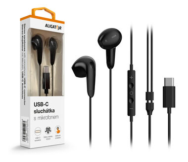 Aligator Sluchátka AE007 Cool Music / USB-C / černá