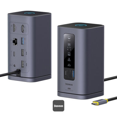 Baseus Spacemate 10v1 Dokovací stanice šedá / USB-C / 2x USB-A / 2x HDMI / PD 100W