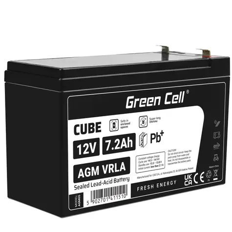 Green Cell VRLA AGM 12V | 2.1A | 7.2Ah