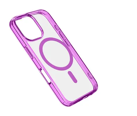 Cellularline Zadní kryt Iconic Mag s podporou Magsafe pro Apple iPhone 16 Pro čirý / růžový