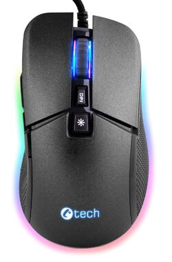 C-TECH Dawn černá / Herní optická myš / podsvícení / 6400DPI / 7 tlačítek / USB 