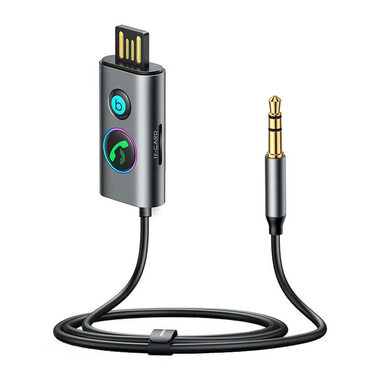 Rozbaleno - Joyroom JR-CB7 šedá / Bluetooth přijímač pro autorádio / BT 5.3 / USB-A / AUX / rozbaleno