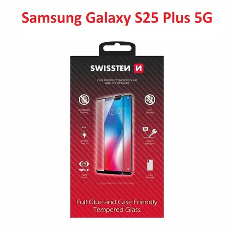 SWISSTEN FULL GLUE COLOR FRAME CASE FRIENDLY sklo pro SAMSUNG S936B GALAXY S25 PLUS 5G černá