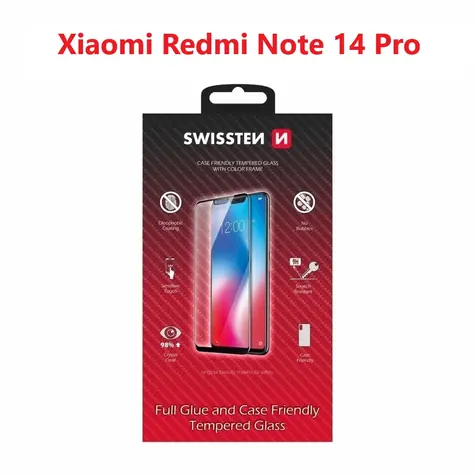 SWISSTEN FULL GLUE COLOR FRAME CASE FRIENDLY sklo pro XIAOMI REDMI NOTE 14 PRO 5G černá