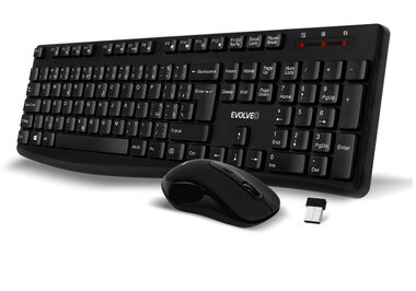 EVOLVEO K1050-BK-CZ Tichý set bezdrátové klávesnice a myši černá / CZ&SK znaky / USB-A přijímač 2.4 GHz