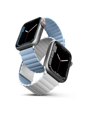 UNIQ Revix Reversible Magnetic řemínek pro Apple Watch 45 & 44 & 42 mm - ARCTIC (bílá & modrá)