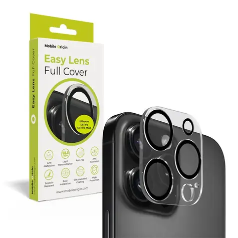 Mobile Origin Easy Lens full cover ochranné sklo na objektiv pro Apple iPhone 13 Pro/13 Pro Max čirá