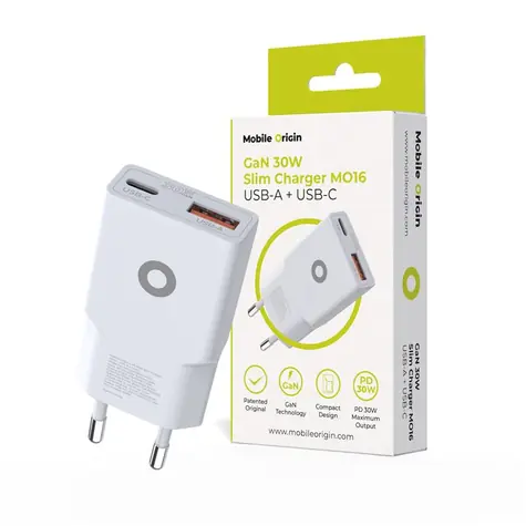 Mobile Origin GaN 30W Slim Charger MO16 / Nabíječka / USB-A + USB-C