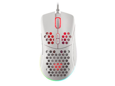 Genesis Krypton 555 bílá / herní optická myš / 8000 DPI / 7 tlačítek / USB / 1.8 m