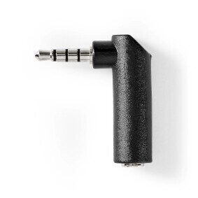Nedis Stereo audio adaptér jack 3.5 mm (M) - jack 3.5 mm (F) černá / 90° úhel / poniklovaný 