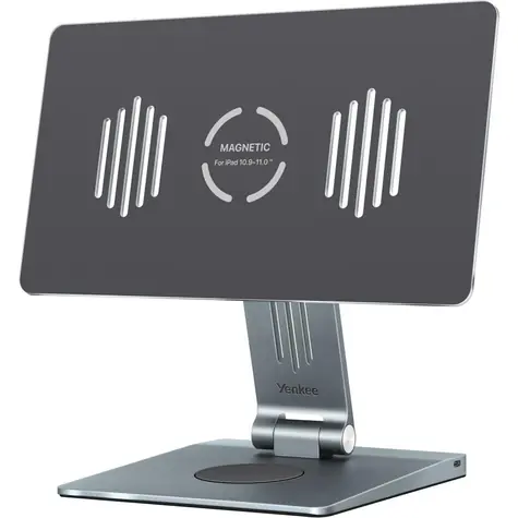YENKEE YSN 04 TASK stříbrná / Stojan a Hub pro Apple iPad 11" / 1x USB-C / HDMI / 3x USB-A / SD / bezdrátové nabíjení