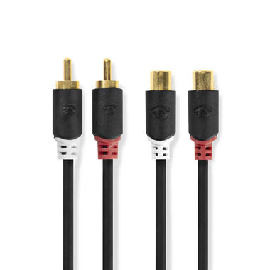 Nedis Stereo Audio kabel 2x RCA (M) - 2x RCA (F) 2.00 m černá