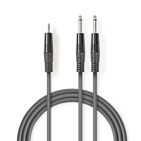 Nedis Stereo Audio kabel 2x jack 6.35 mm (M) - jack 3.5 mm (M) 3.00 m tmavě šedá