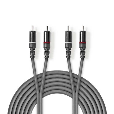 Nedis Stereo Audio kabel 2x RCA (M) - 2x RCA (M) 1.50 m tmavě šedá