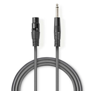 Nedis Nevyvážený Audio Cable XLR 3kolíková (F) - jack 6.35 mm (M) 5.00 m tmavě šedá