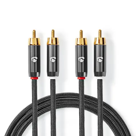 Nedis Stereo Audio kabel 2x RCA (M) - 2x RCA (M) 1.00 m šedá 