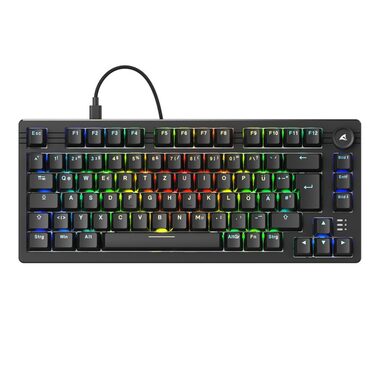 Sharkoon Skiller SGK25 černá / herní klávesnice / mechanická / Hunao Red / RGB / Hot-Swap / USB-C / 1.8m / DE Layout