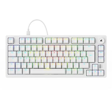 Sharkoon Skiller SGK25 bílá / herní klávesnice / mechanická / Hunao Red / RGB / Hot-Swap / USB-C / 1.8m / DE Layout