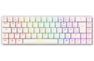 Sharkoon PureWriter W65 bílá / bezdrátová klávesnice / mechanická / Kailh Choc V2 Brown / 2.4GHz / USB / DE