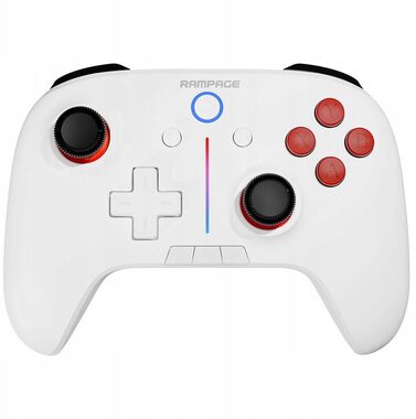 Rampage Hydra bílá / bezdrátový gamepad / pro PC & Switch & smartfon / vibrace / Bluetooth / USB-C
