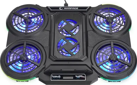 Rampage PROTE R6 šedá / chladící podložka / pro notebooky 10 - 17" / 6x ventilátor / stojánek na mobil / RGB