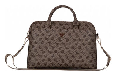 GUESS PU 4G Triangle Logo 15" hnědá / taška na notebook