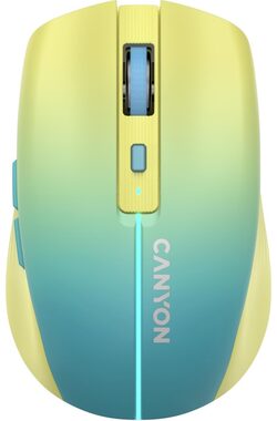 CANYON CNS-CMSW44UA žlutomodrá / optická bezdrátová myš / 800/1200/1600 dpi / 8 tlačítek / BT+2.4GHz / 500mAh 