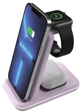 CANYON CNS-WCS304IP růžová / Bezdrátová nabíječka / pro 3 zařízení současně / kabel 1.2m 