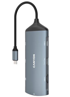 CANYON CNS-TDS15 replikátor portů / 1xUSB-C PD 100W / 1xHDMI (4K) / VGA / 2xUSB-A 3.0 / 1xUSB-A 2.0 / RJ45 / 3.5mm jack 
