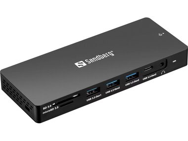 Sandberg USB-C 13v1 dokovací stanice černá / HDMI & DP & VGA & USB & SD & Ethernet (100 W)