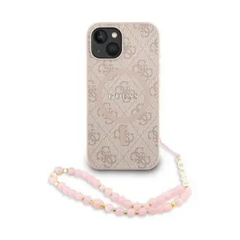 Guess PU Leather 4G Colored Ring Strap MagSafe Zadní Kryt pro iPhone 15 Pink