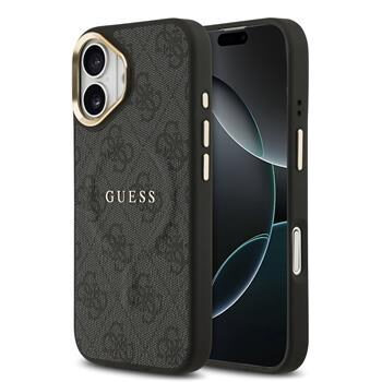 Guess PU Leather 4G Gold Frame MagSafe Zadní Kryt pro iPhone 17 Black