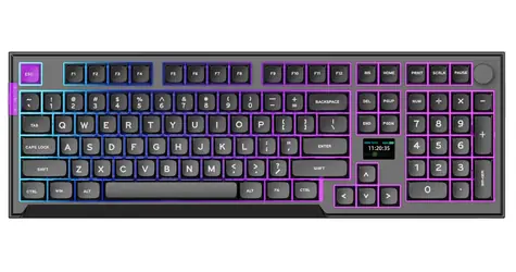 PREYON Silent Claw Red šedá / herní bezdrátová klávesnice / mechanická / Gateron Red Pro / USB+2.4GHz+BT / US