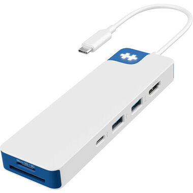 Targus HyperDriveFlex 8 Port USB-C Hub modro-bílá / HDMI / 2x USB / USB-C 100W PD / 3.5 mm jack / SD &  micro SD