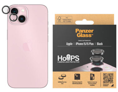 PanzerGlass HoOps Apple iPhone 15/15 Plus ochranné kroužky pro čočky fotoaparátu - černý hliník